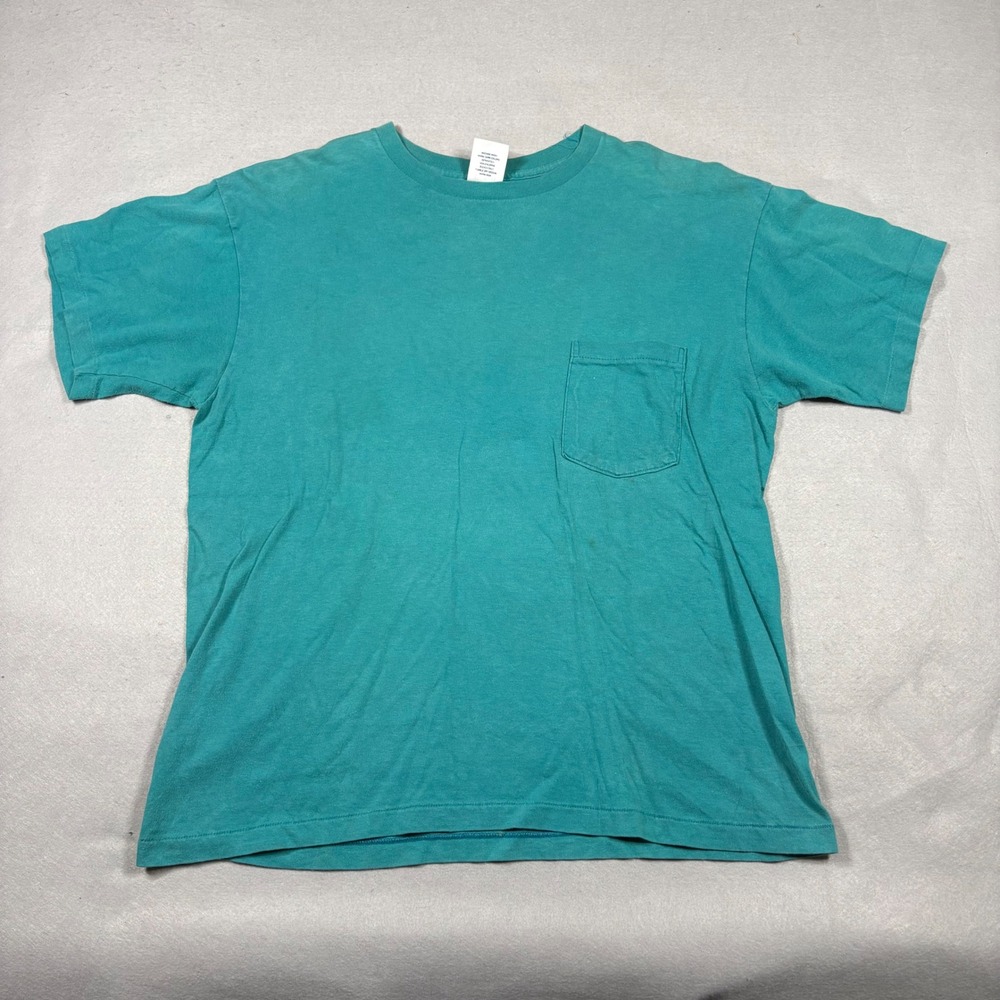 Vintage Gap SelvedgePocket T Shirt Mens Medium Teal Green Cotton Made in USA 90s